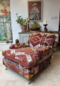 Turkish Kilim Upholstered Lansdown Club Chairs