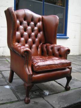 The Special High Back Georgian Leather Wing Chair with Straight Legs