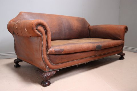 Mid-Victorian Leather Settee