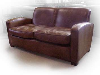 Two-Seater Deco Sofa in Leather