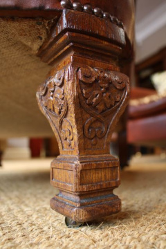 Carved Oak Legs Victorian Armchair