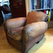 Leather French Cigar Arm Moustache Chair