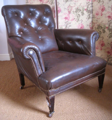 Edwardian Antique Leather Reading Chair 