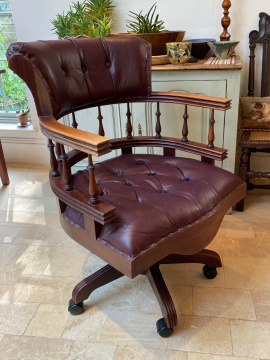 Antique Leather Captain's Chair