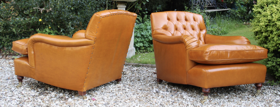 A Pair of Leather Oxford Study Chairs