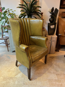 20th Century Fluted Barrel Back Leather Chair