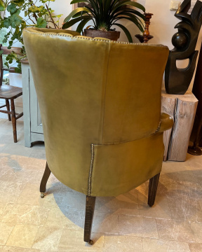 20th Century Fluted Barrel Back Leather Chair