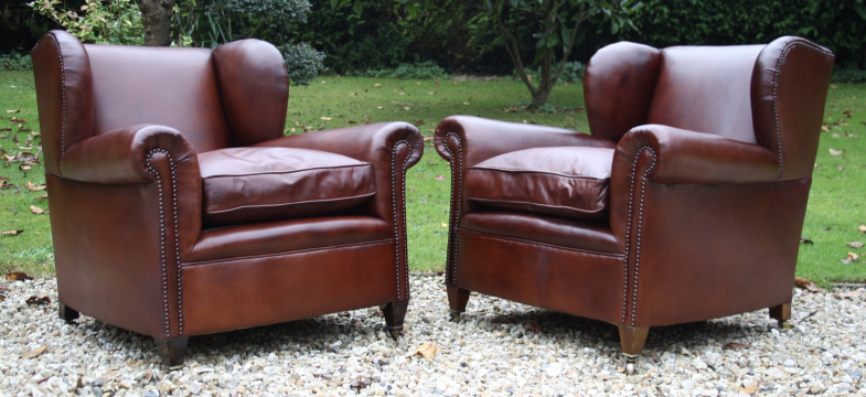 Early 20th Cent. Low Winged Club Chairs