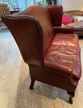 Vintage Leather Georgian Wing Sofa