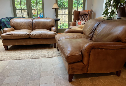 Vintage Pair of Leather Lansdown Sofas