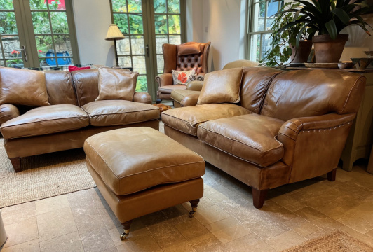 Vintage Pair of Leather Lansdown Sofas