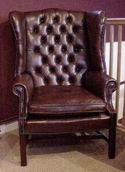 The High Back Georgian Leather Wing Chair in Leather with Straight Legs