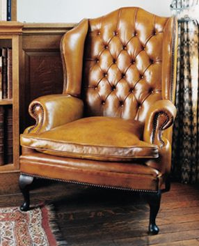 The Wide Queen Anne Wing Chair in Leather