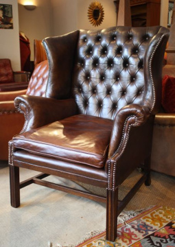 20th Century Leather Wing Chair