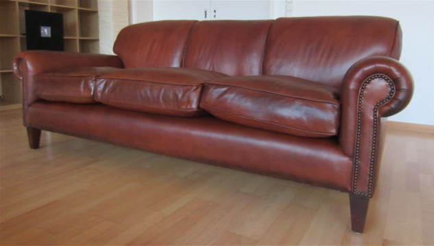 The Full Scroll Three-Seater Lansdown Sofa with Tapering Legs