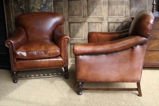 Barley Twist Restored Leather Club Pair