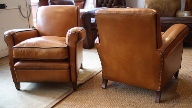 French Leather Club Chairs