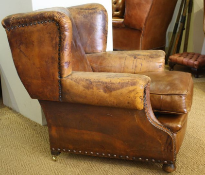 Early 20th Century Smoker's Leather Armchair