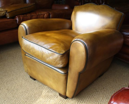Leather French Cigar Arm Moustache Chair