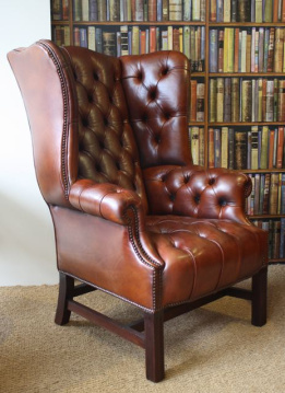 The Special High Back Georgian Leather Wing Chair with Straight Legs