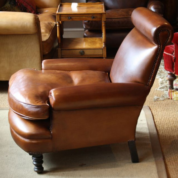 Edwardian Roll Top Leather Armchair