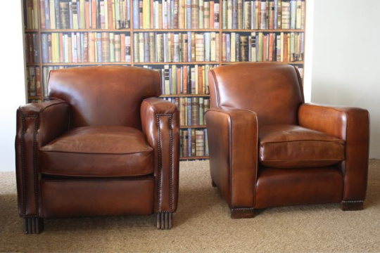 Restored French Leather Club Chair..