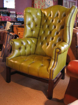 The Special High Back Georgian Leather Wing Chair with Straight Legs