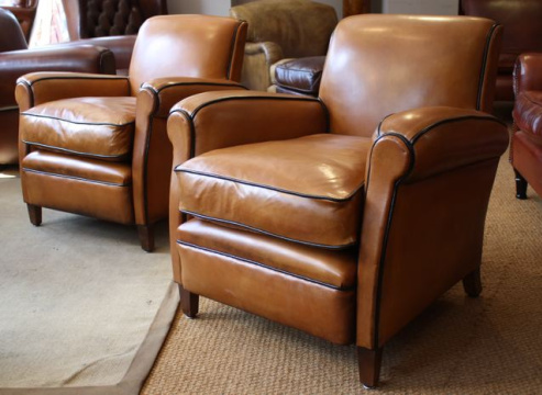 French Leather Club Chairs