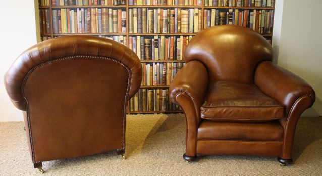 Leather 1920's/30's Classic Tan Pair of Club Chairs