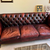 Vintage 3-Seater Buttoned Back Ibsen Leather Sofa
