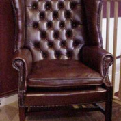 The High Back Georgian Leather Wing Chair in Leather with Straight Legs