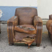 Three French Leather Chairs