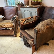Matched Pair of Edwardian Leather Chairs