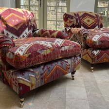 Turkish Kilim Upholstered Lansdown Club Chairs