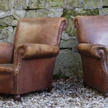 Devonshire Pair of Leather Club Chairs