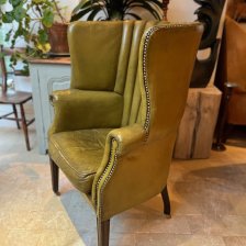 20th Century Fluted Barrel Back Leather Chair