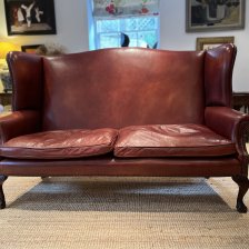 Vintage Leather Georgian Wing Sofa