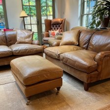 Vintage Pair of Leather Lansdown Sofas