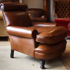 Edwardian Roll Top Leather Armchair