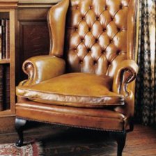 The Wide Queen Anne Wing Chair in Leather