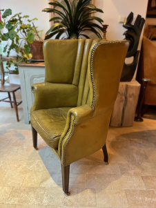 20th Century Fluted Barrel Back Leather Chair