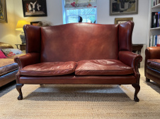 Vintage Leather Georgian Wing Sofa