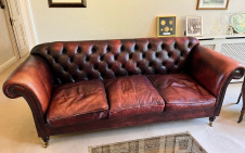 Vintage 3-Seater Buttoned Back Ibsen Leather Sofa
