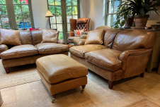 Vintage Pair of Leather Lansdown Sofas