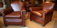 English 1930's Leather Pair of Chairs