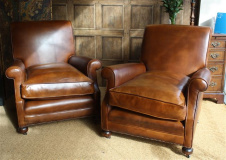 Hand Nailed Leather Club Chairs